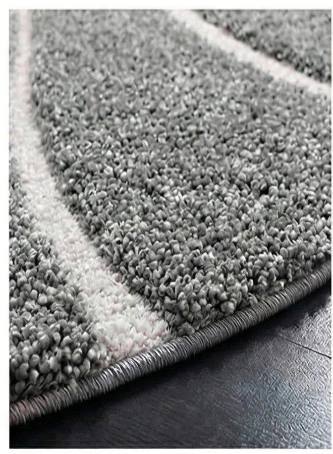 RUGEDGE Gray Geometric Round Shaggy Rug - Fluffy Carpet for Living Room,Bathroom Door mats Anti Slip Circle Area Carpet, Hallway, Kitchen, Circle Area Carpet (4 Ft Round) - Image 5